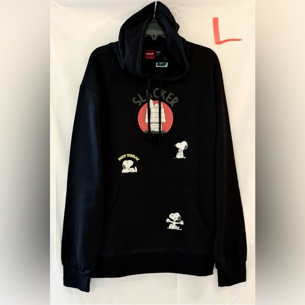 Peanuts Black Hoodie with Cartoon Graphics - Picture 1 of 3